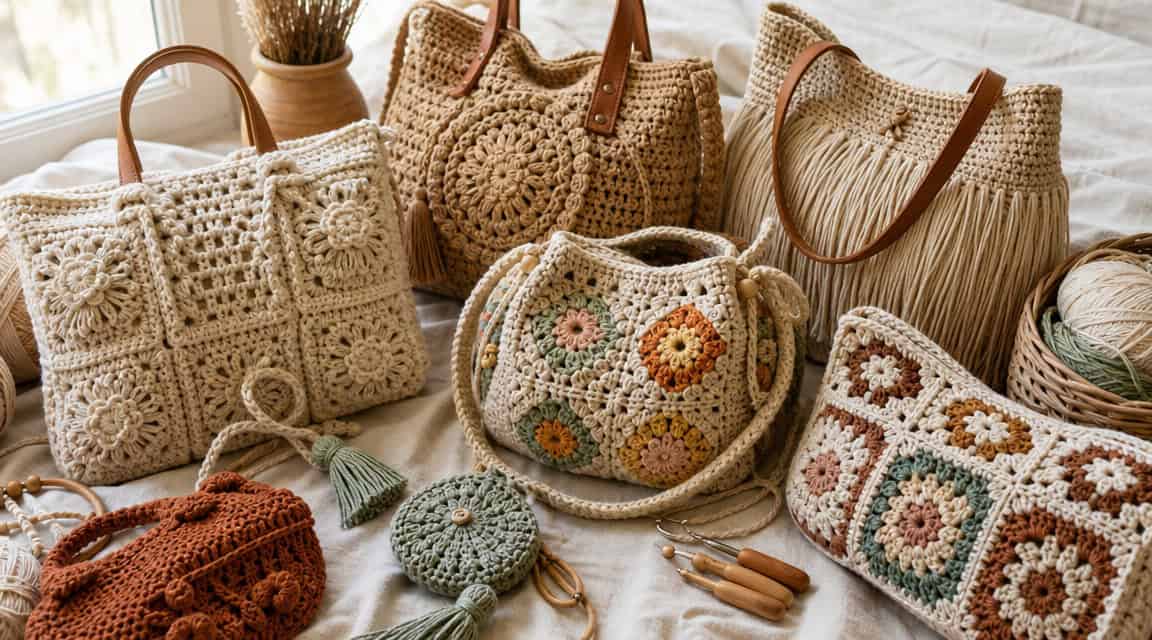 30 Boho Bag Crochet Patterns for Fringe, Florals, and Everyday Texture
