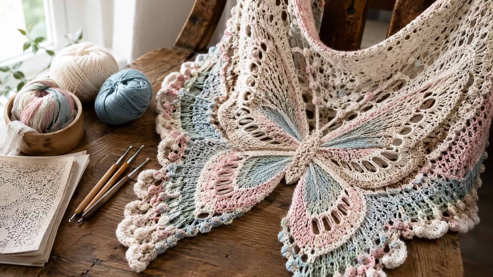 30 Butterfly Shawl Crochet Patterns for Lace Wraps, Vintage Shapes, and Winged Statement...