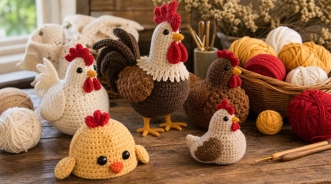 30 Chicken Crochet Patterns for Amigurumi, Home Decor, Wearables, and Playful Gifts