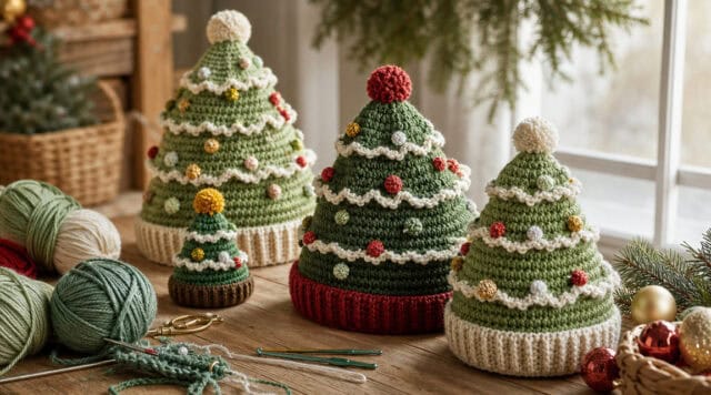 30 Christmas Tree Hat Crochet Patterns for Festive Holiday Makes