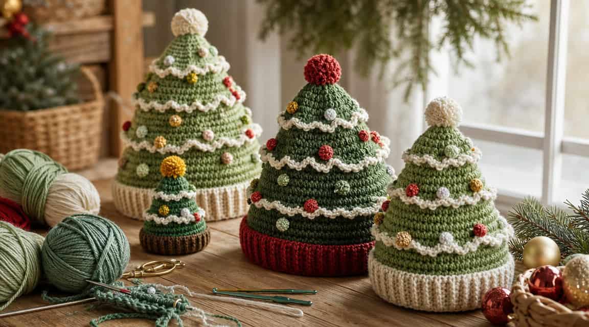 30 Christmas Tree Hat Crochet Patterns for Festive Holiday Makes