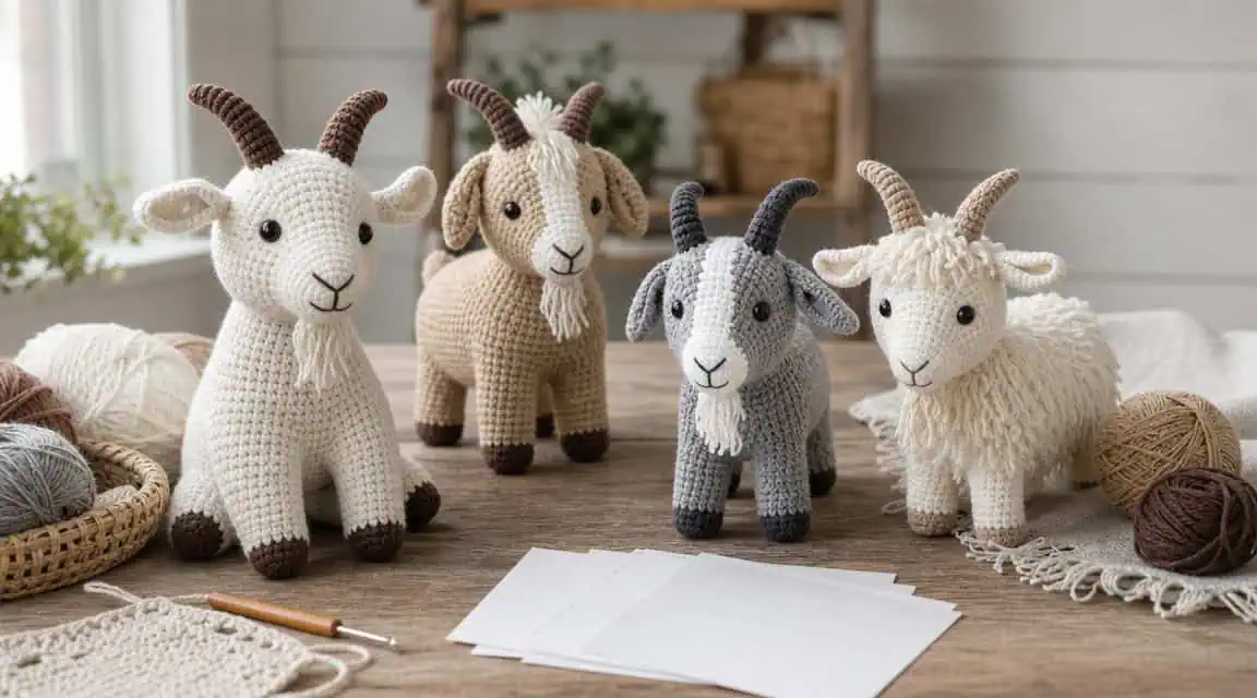 30 Goat Crochet Patterns to Stitch: Farm Animals, Amigurumi, and Whimsical Goats