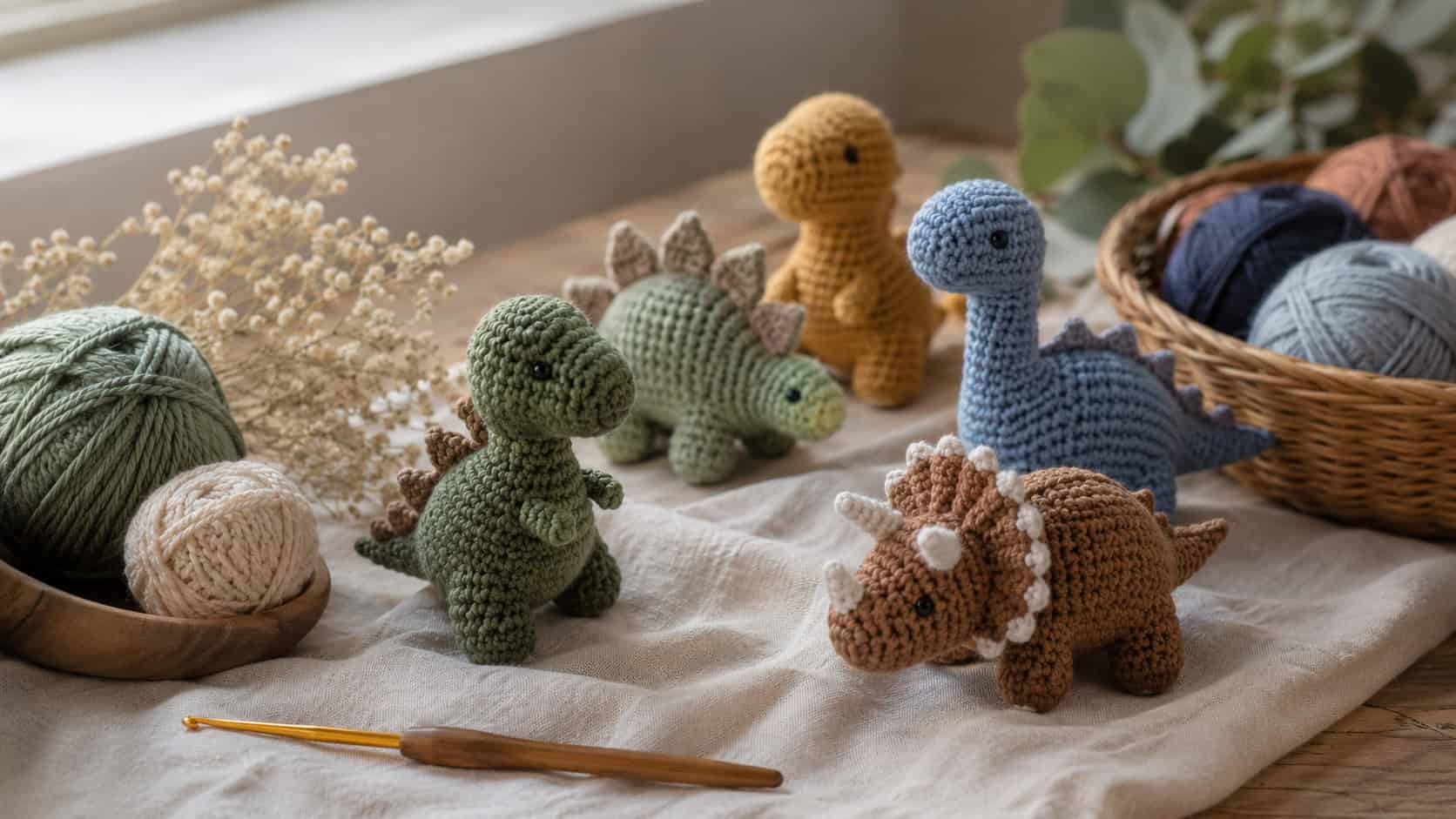30 Mini Dinosaur Crochet Patterns for Quick Gifts, Keychains, and Cute Decor