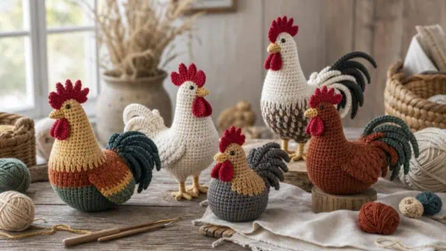 30 Rooster Crochet Patterns to Add Farmhouse Charm to Your Home Decor