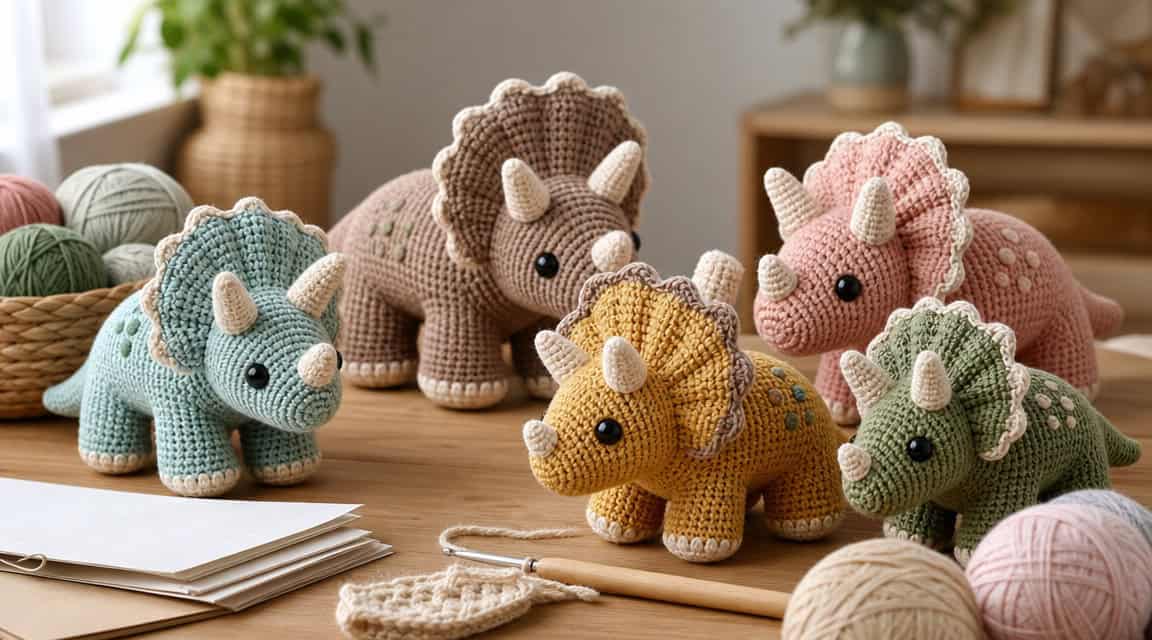 30 Triceratops Crochet Patterns for Dino Lovers, Nursery Decor, and Handmade Gifts