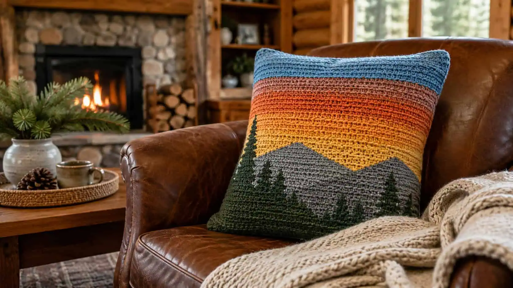 National Park Sunset Pillow Cover — Free Crochet Pattern