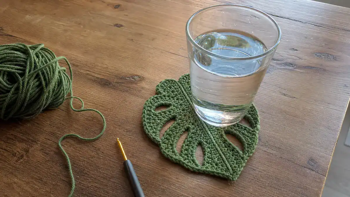 Free Easy Crochet Monstera Pattern (Perfect for Coasters!), handmade crochet project