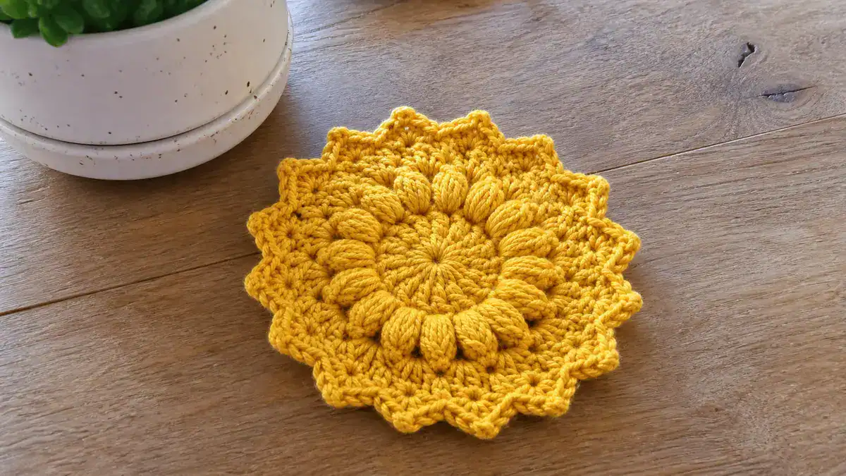Easy Crochet Sunburst Coaster Pattern (Free & Quick), handmade crochet project