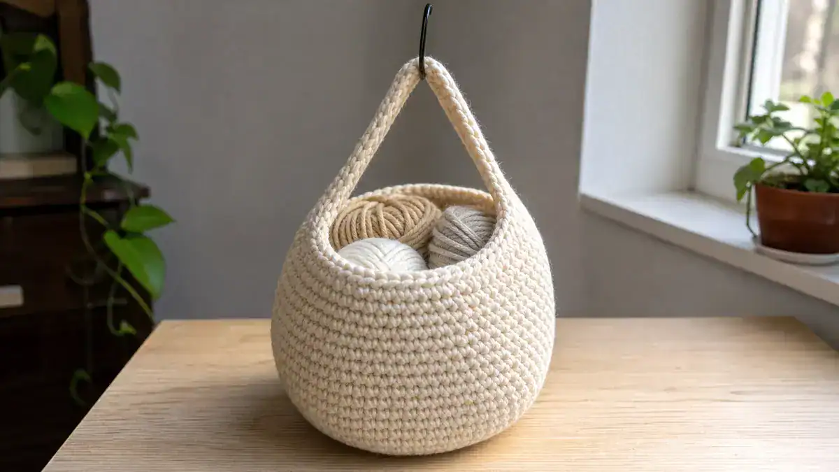 Easy Crochet Hanging Basket Free Pattern (Beginner Friendly), handmade crochet project