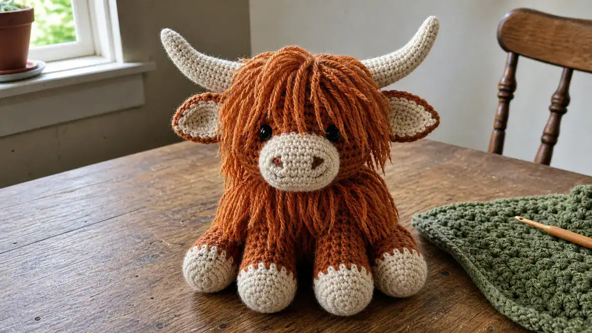 30 Highland Cow Crochet Patterns for Rustic, Fluffy Amigurumi Charm, handmade crochet project