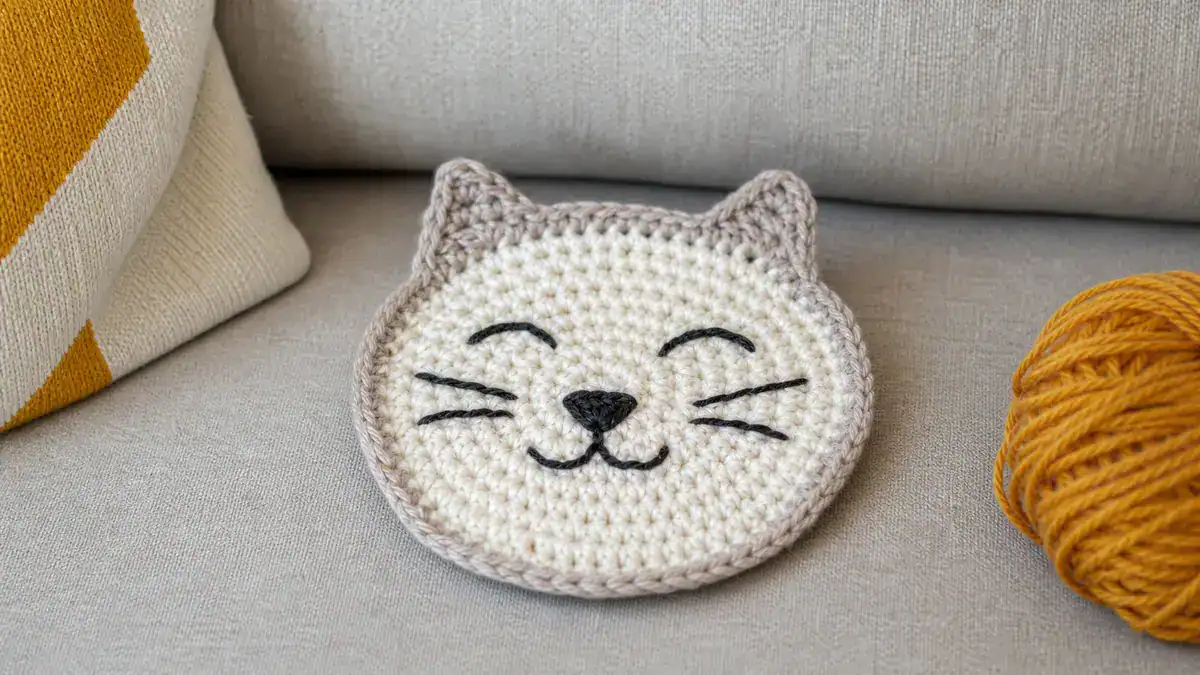 30 Cat Coaster Crochet Patterns for Cat Lovers, Gifts, and Cozy Home Decor, handmade crochet project