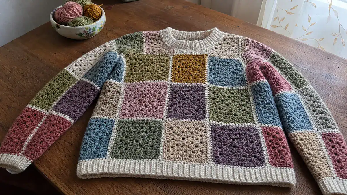 30 Patchwork Sweater Crochet Patterns for Cozy, Colorful Layers, handmade crochet project