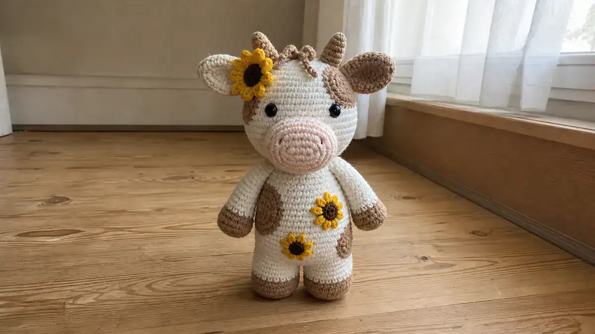 30 Sunflower Cow Crochet Patterns to Bring Rustic Farm Charm to Your Home, handmade crochet project