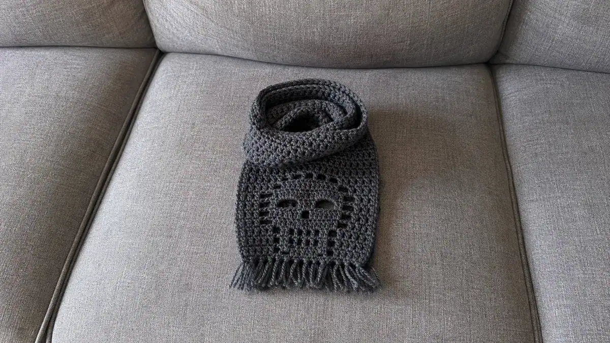 21 Skull Scarf Crochet Pattern: Add a Spooky Twist to Your Crafting Skills!, handmade crochet project