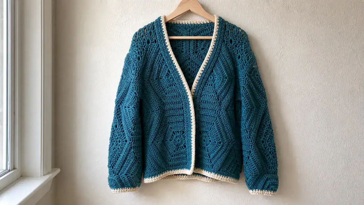 40 Hexagon Cardigan Crochet Patterns: Create Unique Winter Warmers Now!, handmade crochet project