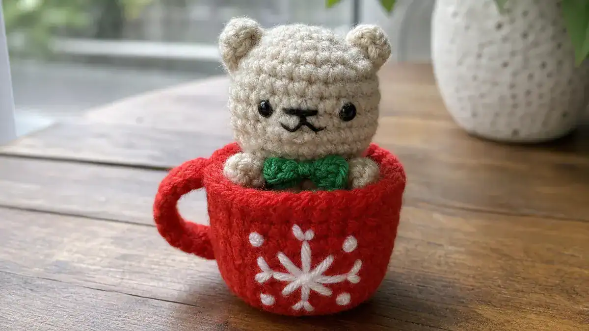 Free Christmas Bear Crochet Pattern & Tutorial, handmade crochet project
