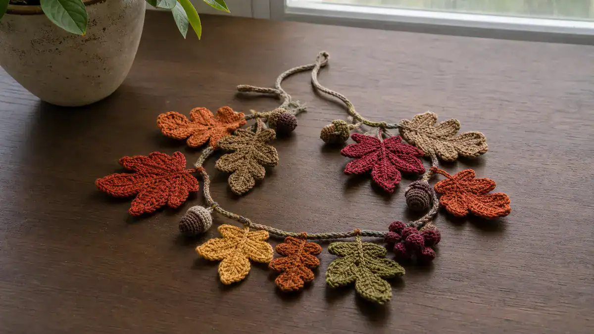 30 Crochet Leaf Patterns To Welcome Fall With Appliqués, Garlands, and Botanical Details, handmade crochet project