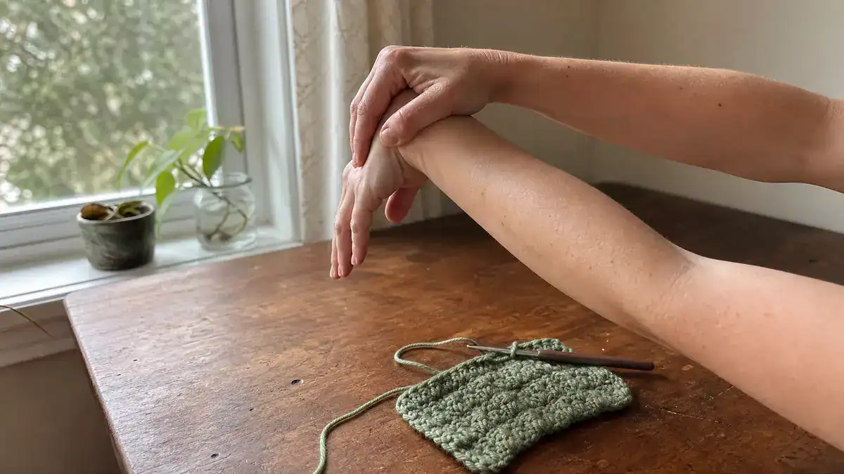 4 Great Pain-Relieving Stretches for Crocheters, handmade crochet project