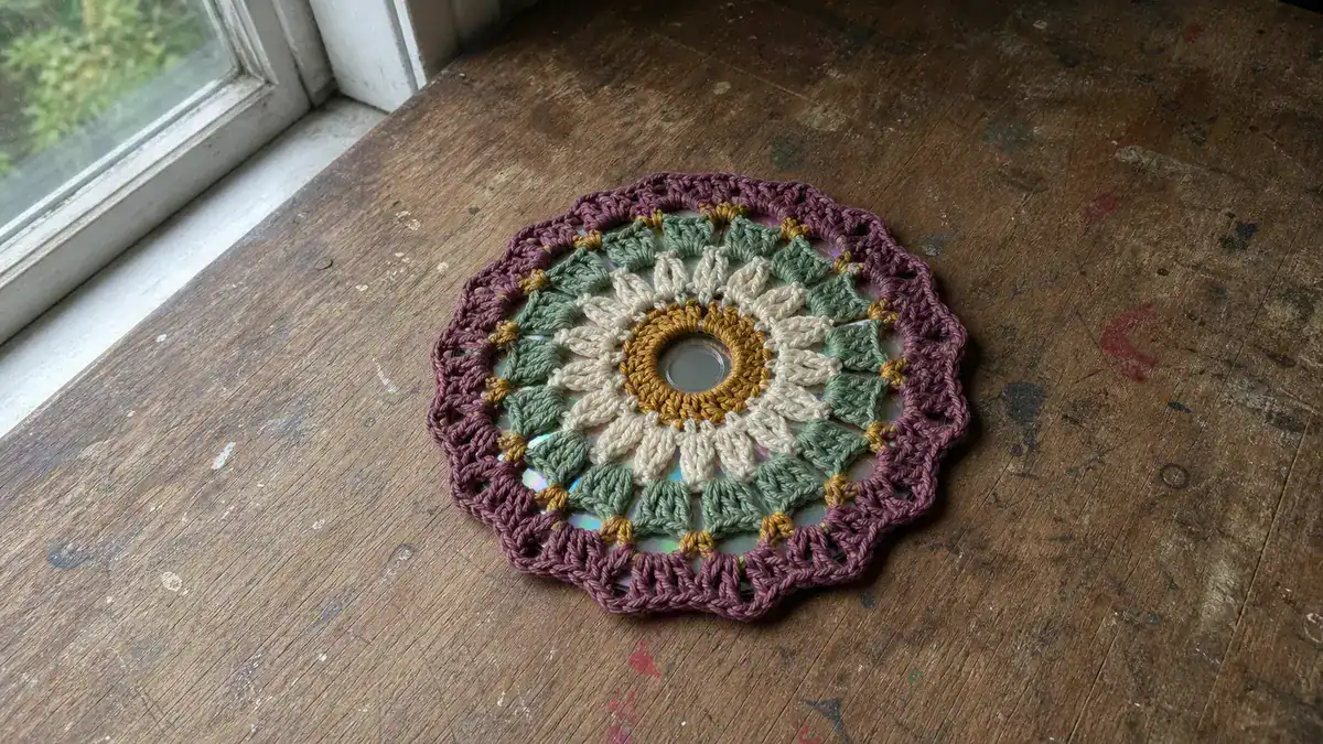 Upcycled: Crochet Mandalas Over CDs, handmade crochet project