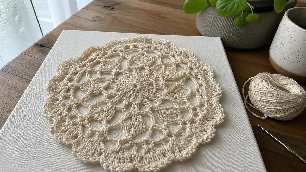 Inspiration: Doily on Canvas Art, handmade crochet project