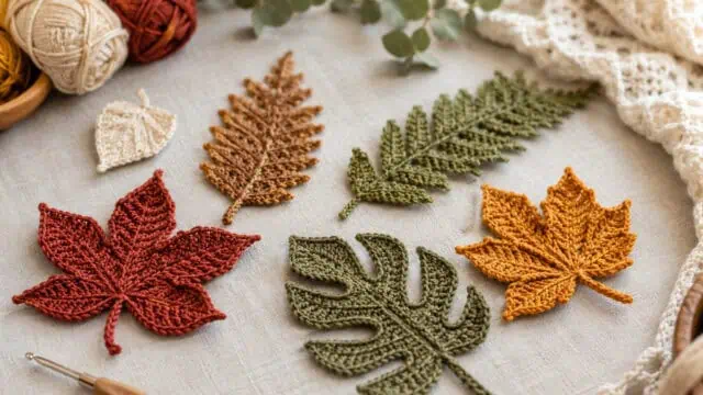 30 Crochet Leaf Patterns To Welcome Fall With Appliqués, Garlands, and Botanical Details