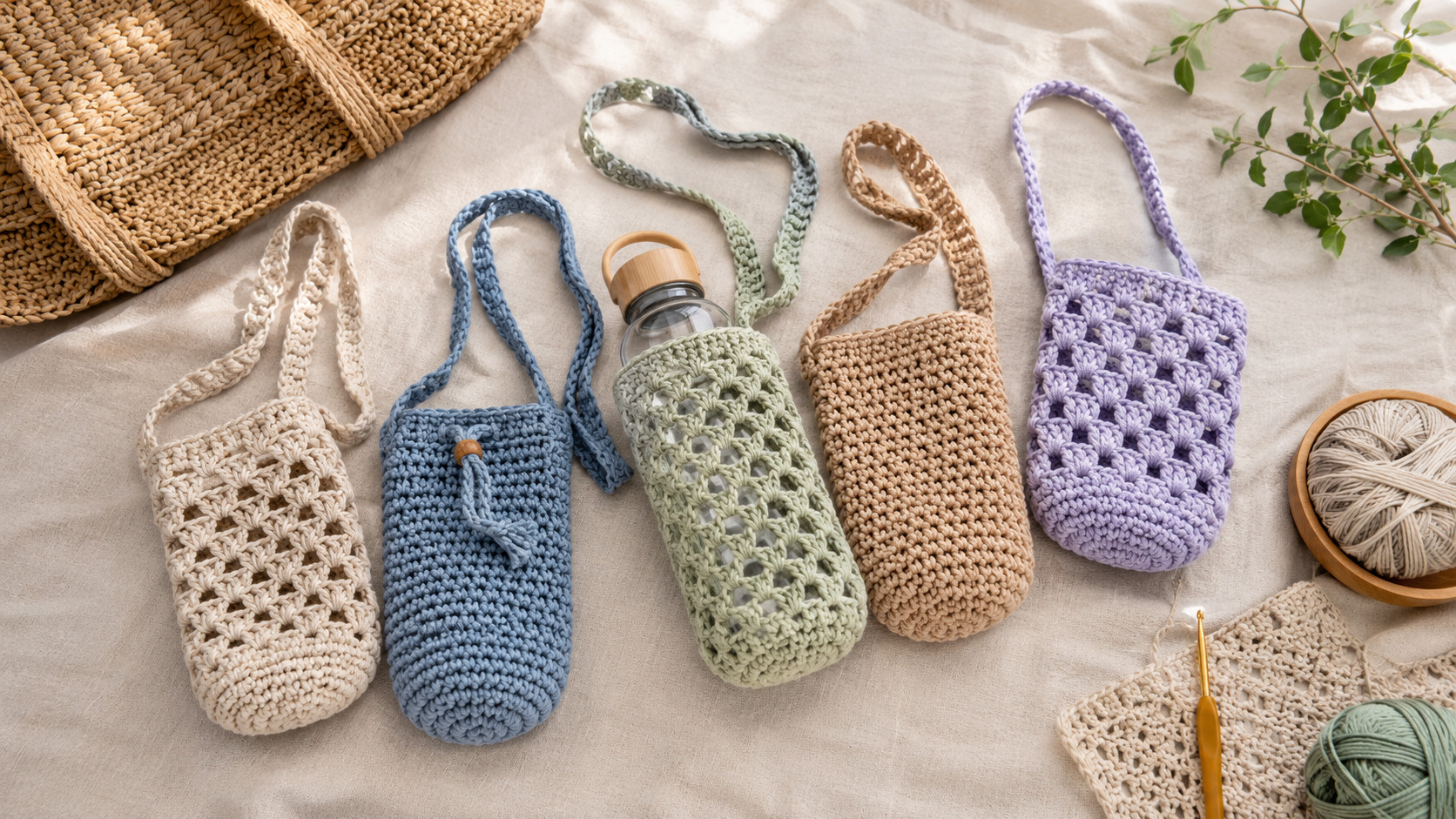 30 Crochet Water Bottle Holder Patterns for On the Go
