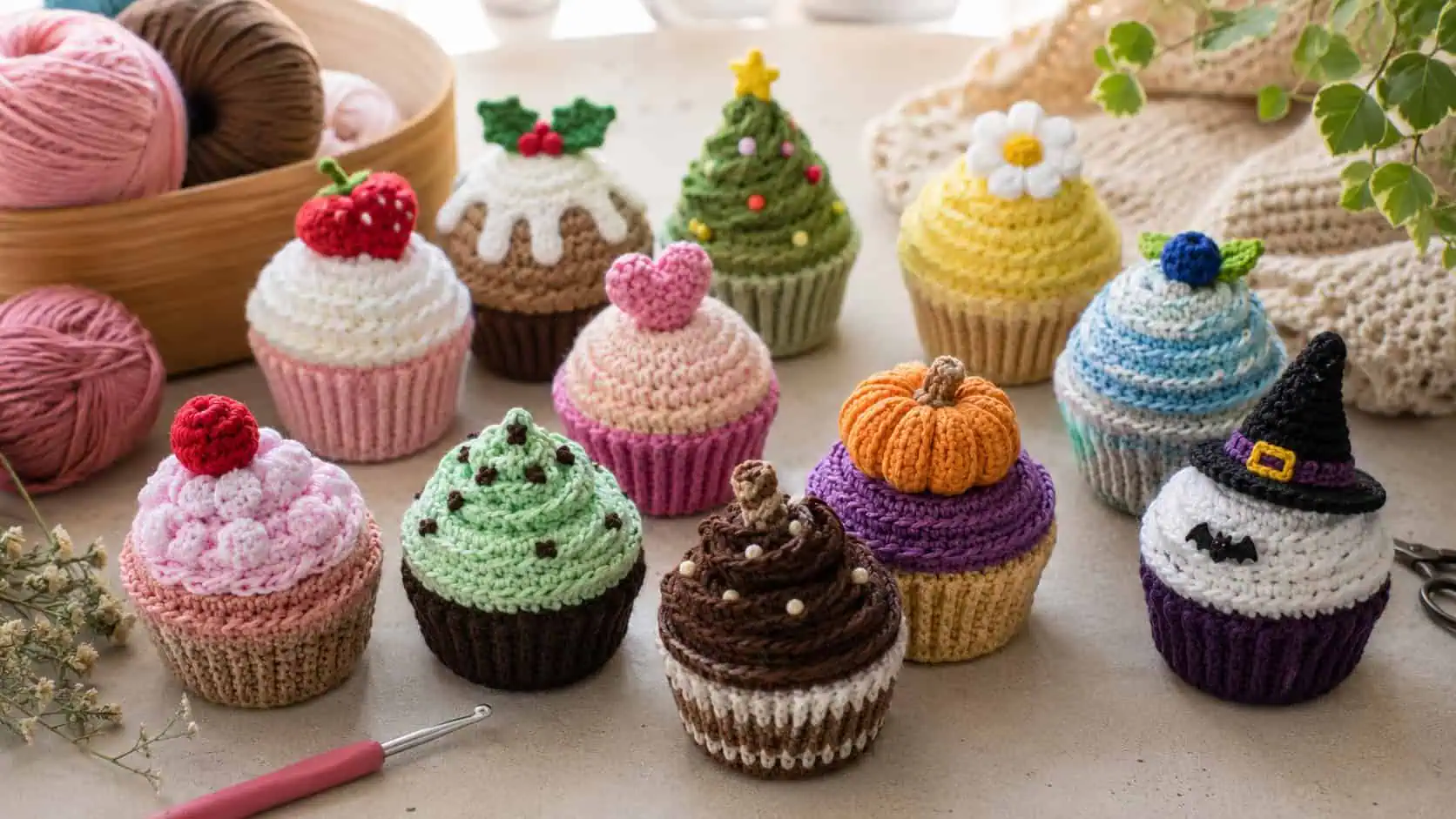 30 Cupcake Crochet Patterns for Sweet Amigurumi, Holiday Decor, and Play Food