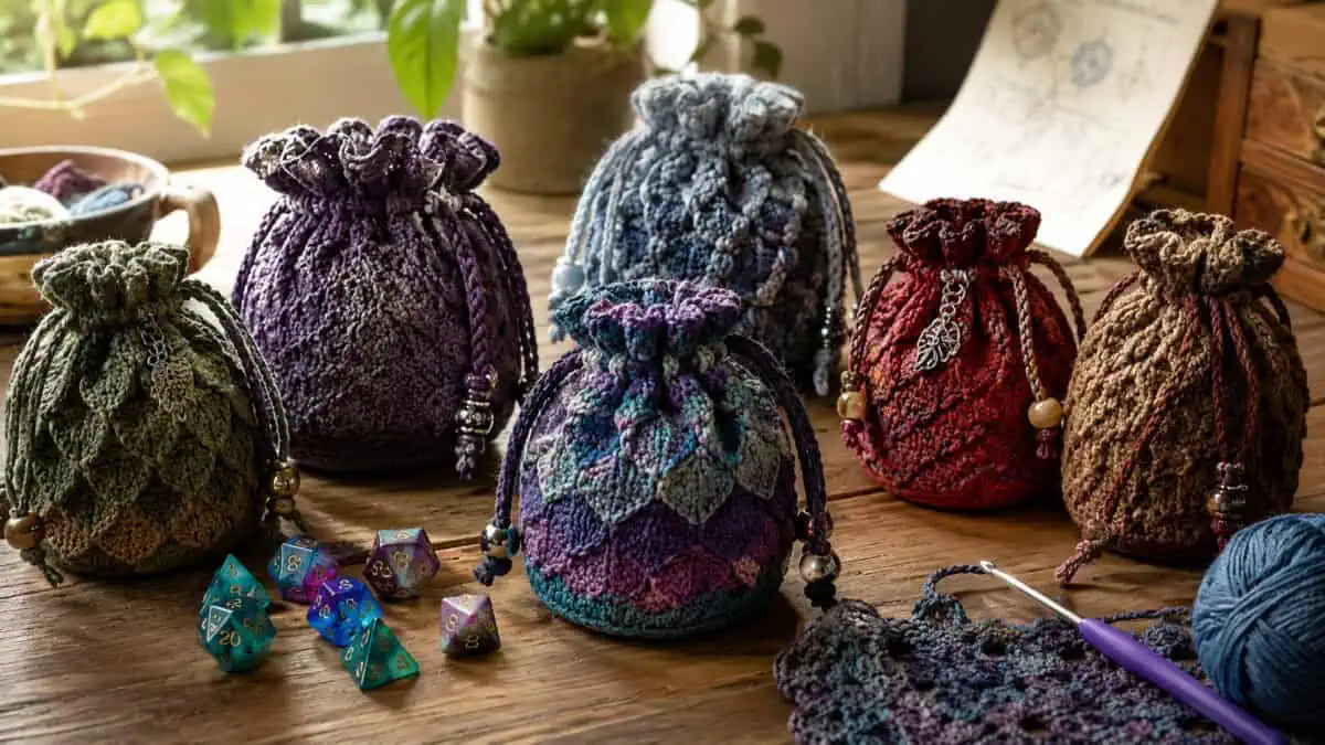 30 Dice Bag Crochet Patterns: Unique Drawstring Pouches for Gamers and Fantasy Fans