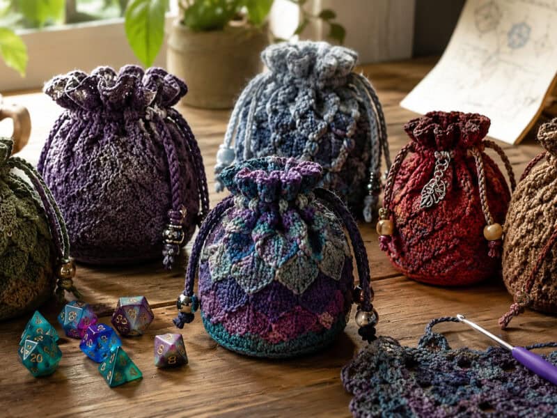 30 Dice Bag Crochet Patterns: Unique Drawstring Pouches for Gamers and Fantasy Fans