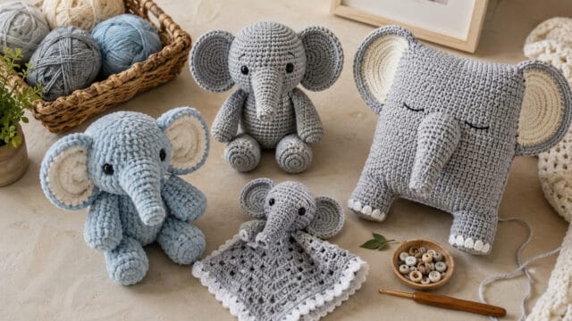 30 Elephant Crochet Patterns for Amigurumi, Plushies, Loveys, and Nursery Decor