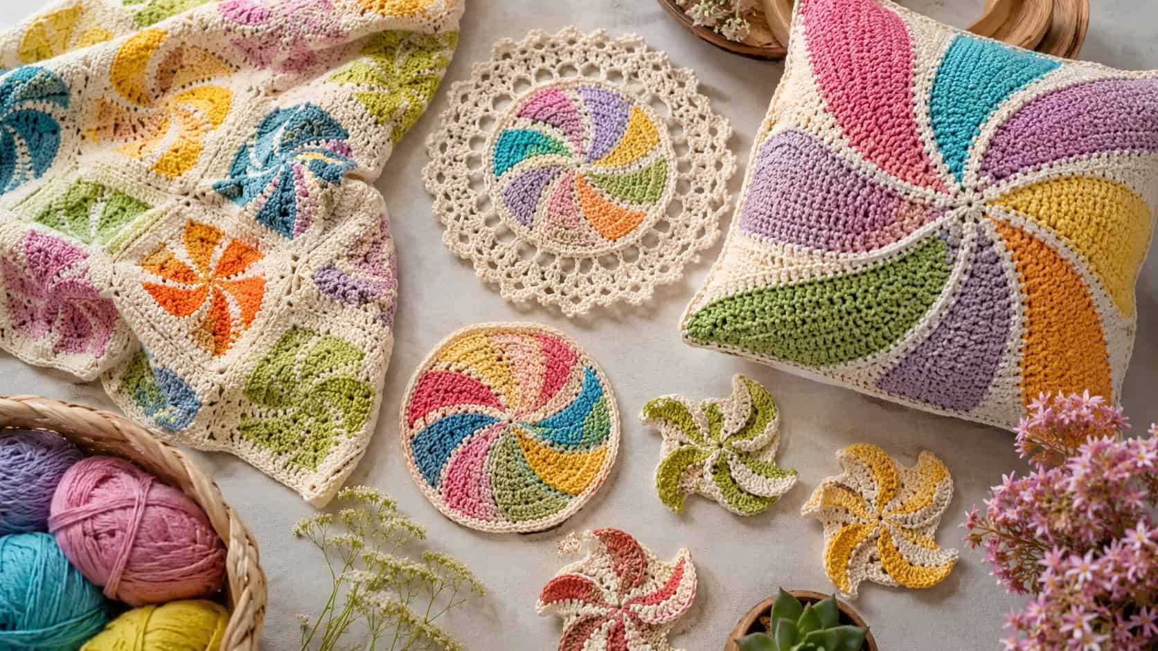 30 Pinwheel Crochet Patterns for Blankets, Decor, and Vintage-Inspired Gifts