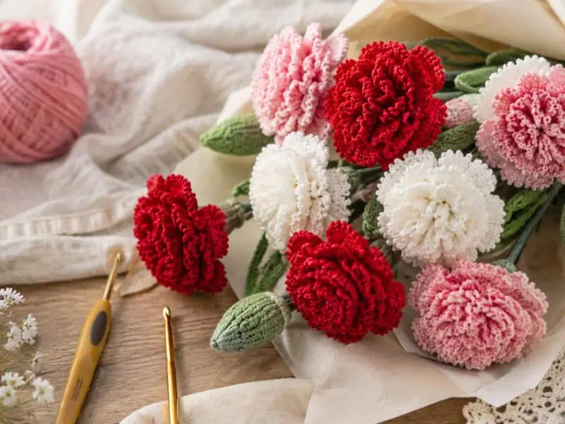 30 Carnation Crochet Patterns for Bouquets, Gifts, and Home Decor