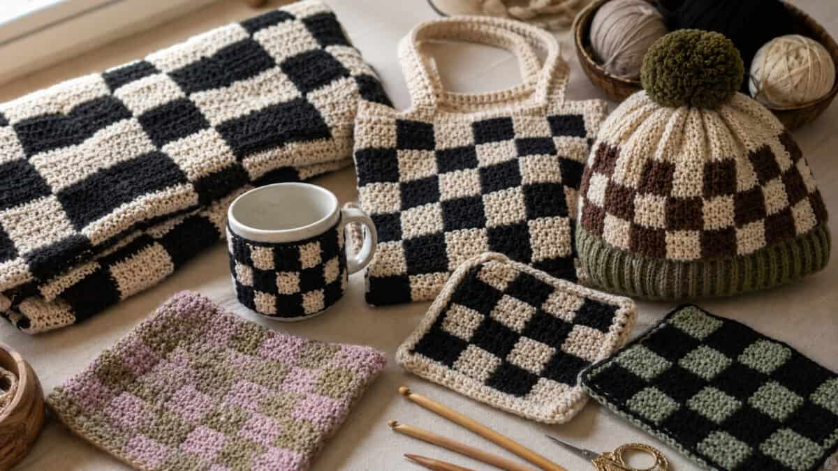 30 Checkerboard Crochet Patterns for Blankets, Bags, Garments, and Home Accents