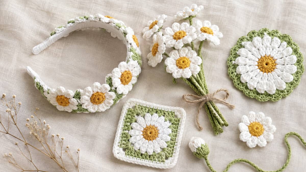 30 Daisy Crochet Patterns for Gifts, Home Decor, and Easy Floral Makes