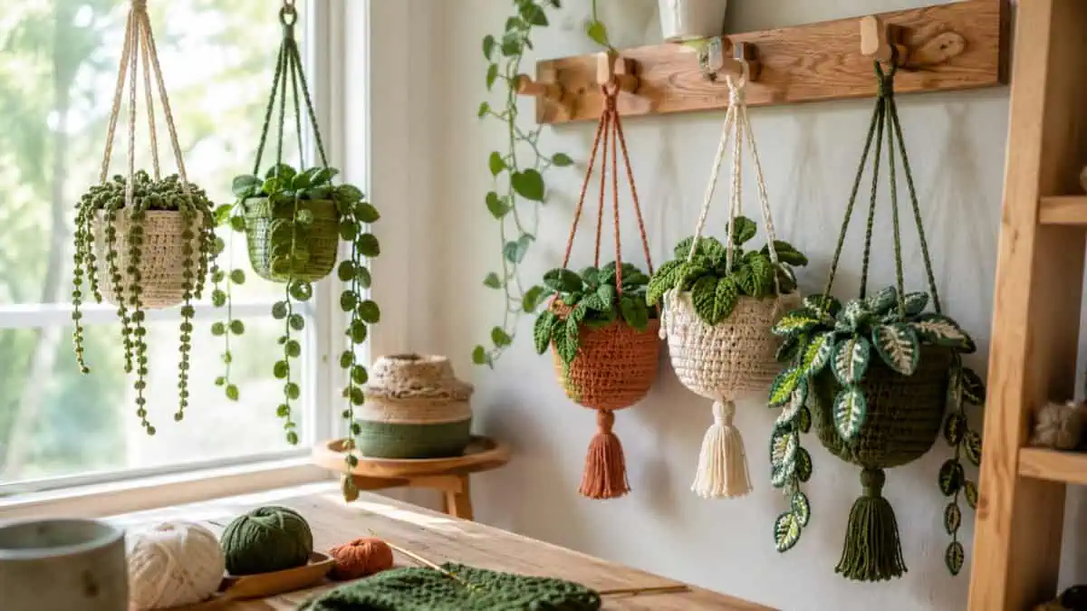 30 Hanging Plant Crochet Patterns to Brighten Your Home and Car Decor