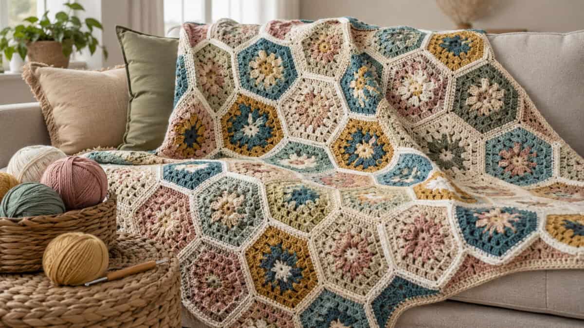 30 Hexagon Blanket Crochet Patterns for Cozy Throws, Baby Blankets, and Retro Home Decor