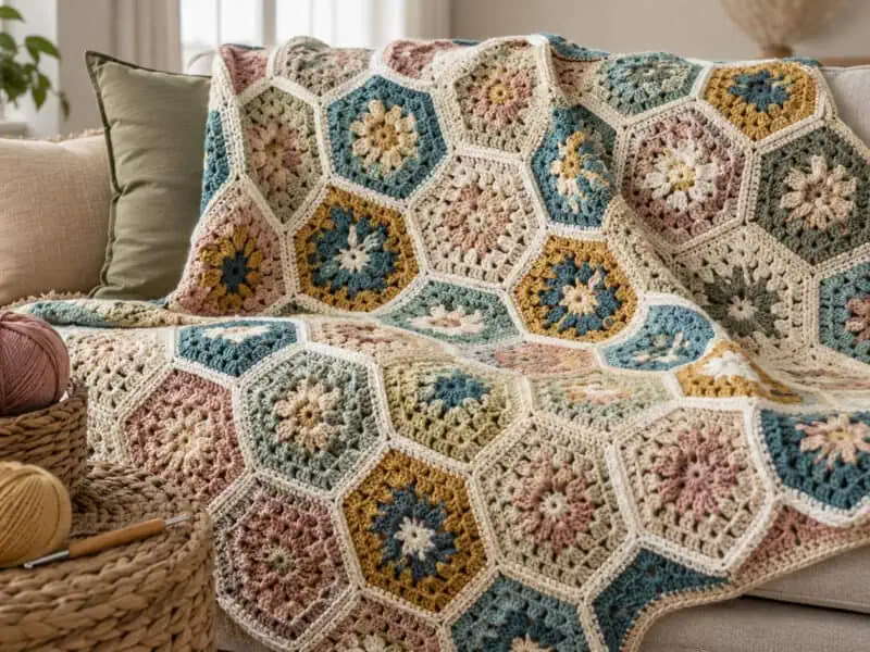 30 Hexagon Blanket Crochet Patterns for Cozy Throws, Baby Blankets, and Retro Home Decor