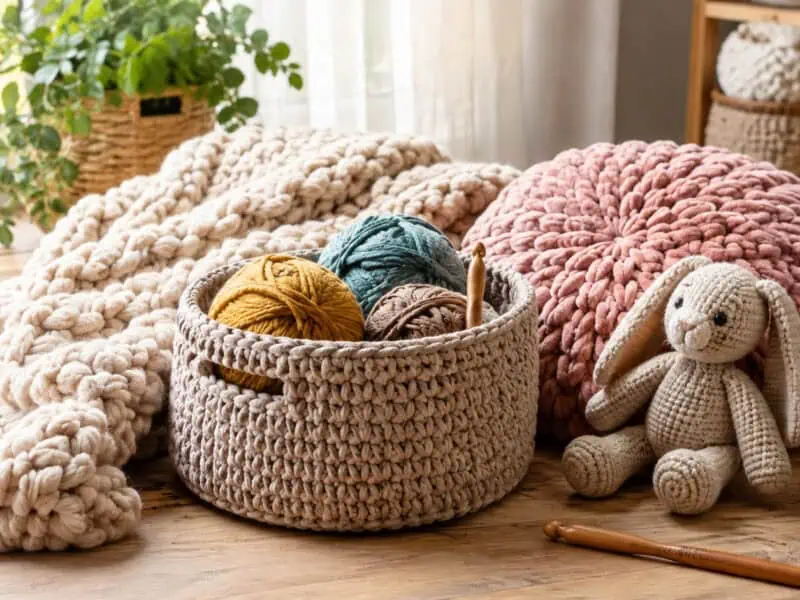 30 Jumbo Yarn Crochet Patterns for Cozy Gifts, Home Decor, and Easy Quick Makes