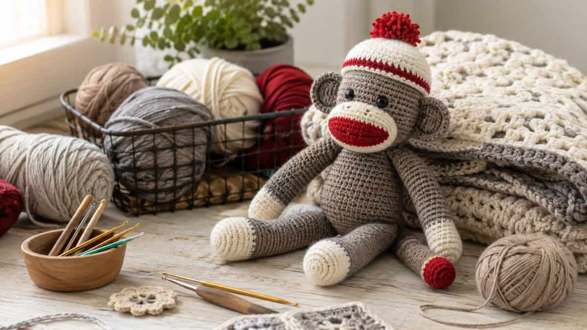 30 Sock Monkey Crochet Patterns for Cozy Toys, Loveys, Hats, and Gifts