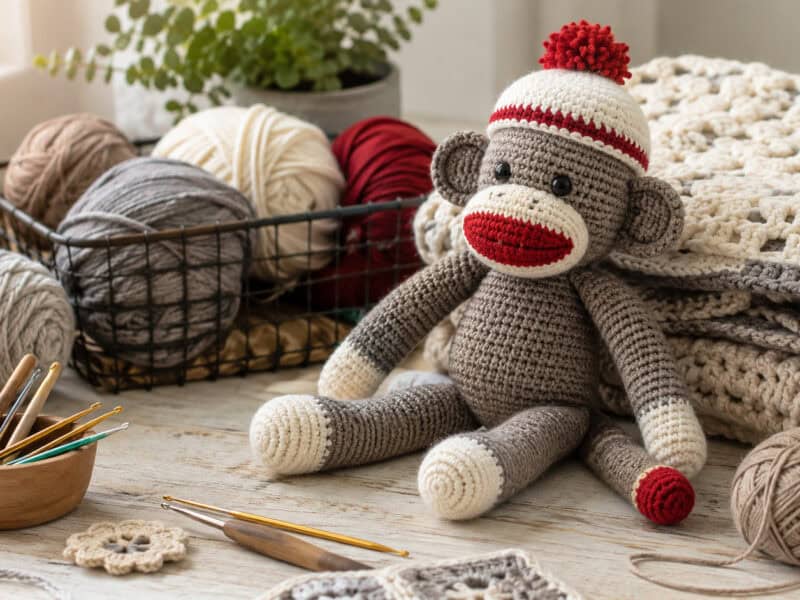 30 Sock Monkey Crochet Patterns for Cozy Toys, Loveys, Hats, and Gifts