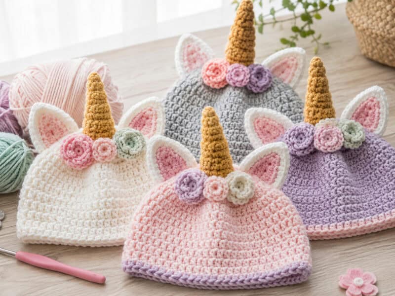 30 Unicorn Hat Crochet Patterns for Magical Hats in Baby, Kids, and Adult Sizes
