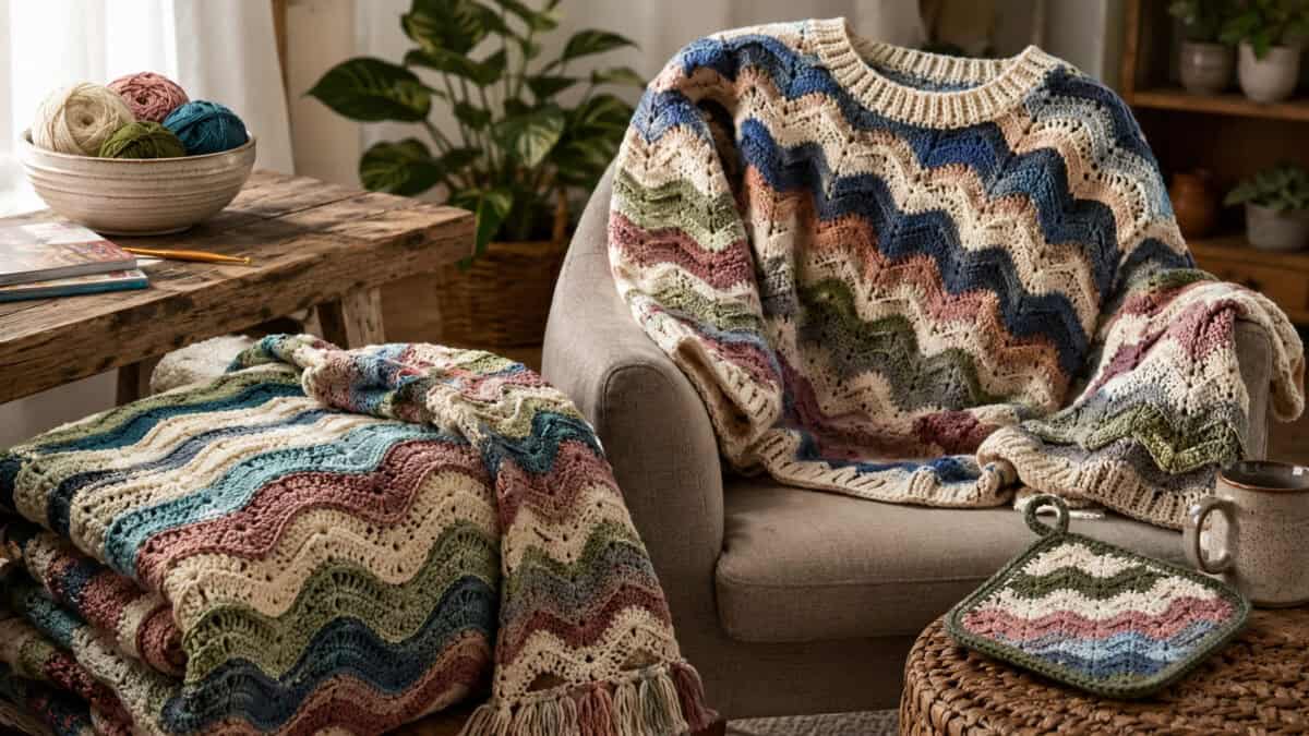 30 Wavy Ripple Crochet Patterns for Blankets, Accessories, and Everyday Wear