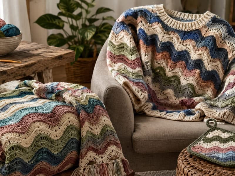 30 Wavy Ripple Crochet Patterns for Blankets, Accessories, and Everyday Wear