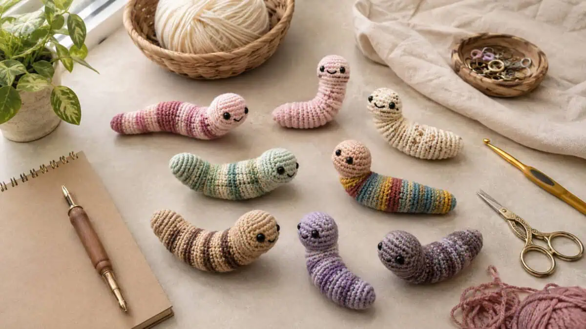 30 Worm Crochet Patterns for Amigurumi, Scarves, Worry Worms, and Giftable Makes