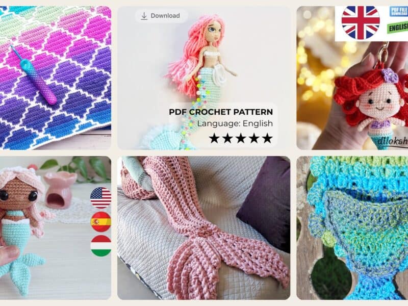 A selection of the crochet patterns in 40 Mermaid Crochet Patterns: Amigurumi Dolls, Pocket Mermaids, and Creative Sea-Inspired...
