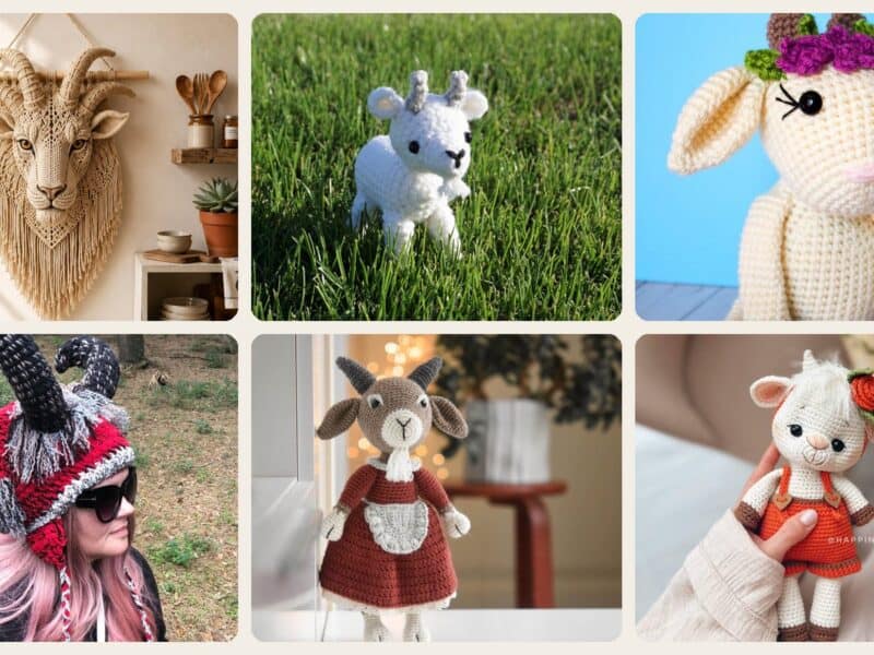 A selection of the crochet patterns in 40 Goat Crochet Patterns to Stitch: Farm Animals, Amigurumi, and Whimsical Goats