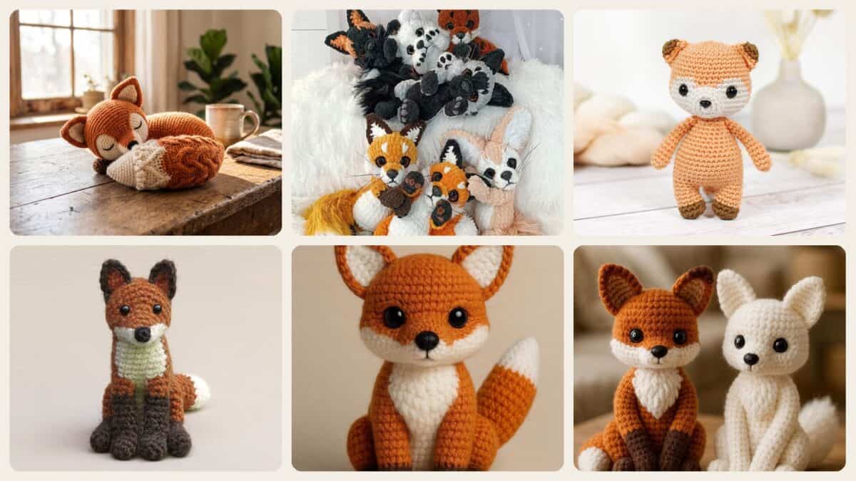 A selection of the crochet patterns in 40 Fox Crochet Patterns: Fun & Easy Projects for Crafty Individuals