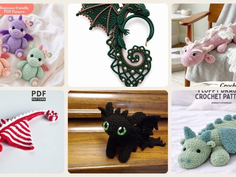 A selection of the crochet patterns in 40 Dragon Crochet Patterns: Unleash Your Creativity with These Unique Designs