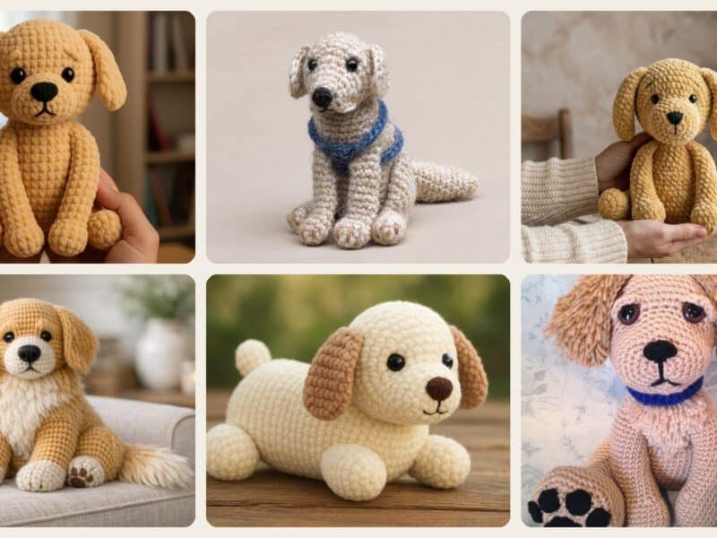 A selection of the crochet patterns in 22 Golden Retriever Crochet Patterns to Make a Loyal Handmade Pup