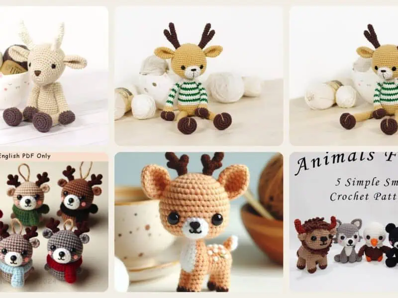 A selection of the crochet patterns in 40 Deer Crochet Patterns for Woodland, Holiday, and Amigurumi Projects